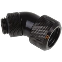 Alphacool Eiszapfen 16mm HardTube Anschraubtülle 45° drehbar, Verbindung schwarz, G1/4 für Acryl-Messingrohre - Deep Black