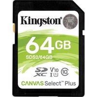 Kingston Canvas Select Plus 64 GB SDXC, Speicherkarte schwarz, UHS-I U1, Class 10, V10