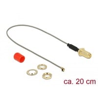 DeLOCK Antennenkabel RP-SMA (Buchse zum Einbau) > MHF (Stecker) grau/gold, 20cm