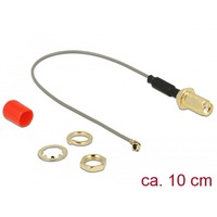 DeLOCK Antennenkabel SMA (Buchse zum Einbau) > MHF (Stecker) grau/gold, 10cm