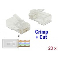 DeLOCK RJ-45 Crimp+Cut Stecker Cat.5e UTP transparent, 20 Stück