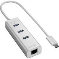 3-Port USB 3.0 Aluminium + RJ45 Type C, USB-Hub