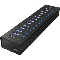 ICY BOX IB-AC6113, USB-Hub schwarz, 13x USB 3.0, inkl. Ladeanschluss