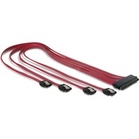 DeLOCK Adapterkabel SAS 32pin (SFF 8484) > 4x SATA Metall  rot, 50cm