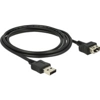 DeLOCK EASY-USB 2.0 Verlängerungskabel, USB-A Stecker > USB-A Buchse schwarz, 2 Meter, ShapeCable, USB-A Stecker beidseitig verwendbar
