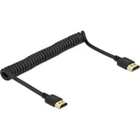 DeLOCK HDMI Spiralkabel 4K 60Hz schwarz, 1,5 Meter