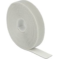 DeLOCK Klettband auf Rolle, 5 Meter x 20mm, Kabelbinder grau