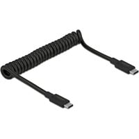 DeLOCK USB 3.2 Gen 2 Spiralkabel, USB-C Stecker > USB-C Stecker schwarz, 1,2 Meter, PD