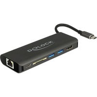 DeLOCK USB C 3.1 Dockingstation anthrazit, HDMI, USB-C, USB-A, SD-Kartenleser