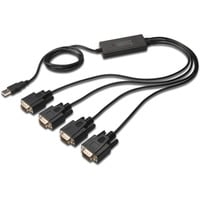USB 2.0 Adapterkabel, USB-A Stecker > 4x Seriell RS232 Stecker