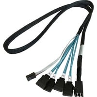 HighPoint Adapterkabel 1x mSAS SFF-8643 > 4x SATA schwarz, 1 Meter, mit Sideband