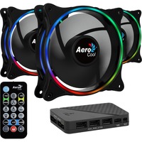 Aerocool Eclipse 12 Pro 120x120x25, Gehäuselüfter schwarz, 3er Pack inkl. H66F Control Hub, Fernbedienung