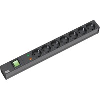 Bachmann 19" IT PDU Steckdosenleiste Basic 7-fach, 1HE schwarz, 2 Meter, 6.500A Überspannungsschutz