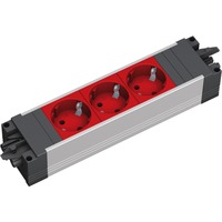 Bachmann STEP ALU Steckdosenleiste 3-fach aluminium/rot, ohne Kabel, Wieland Stecksystem