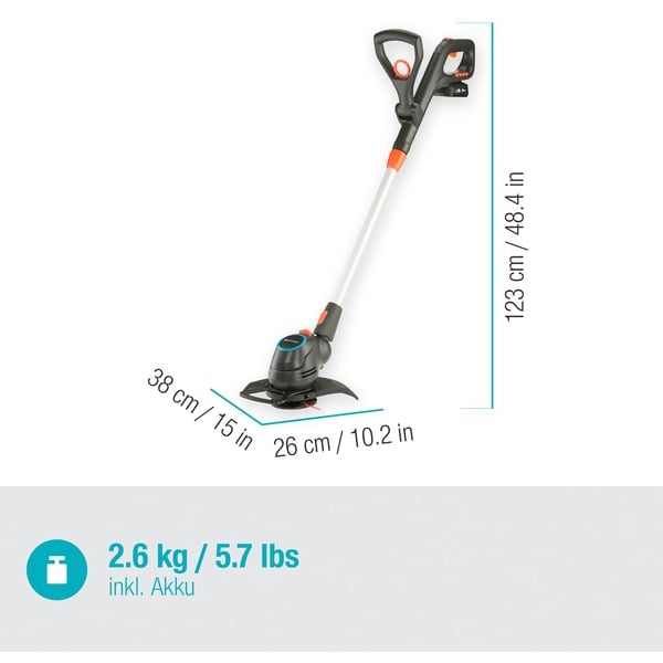 GARDENA AkkuRasentrimmer ComfortCut 23/18V P4A, ReadyToUse Set grau