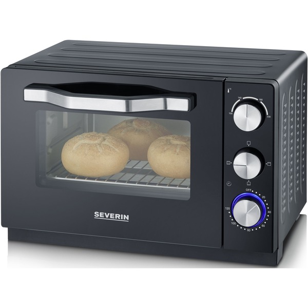 Severin Back- und Toastofen TO 2070, Mini-Backofen schwarz/edelstahl