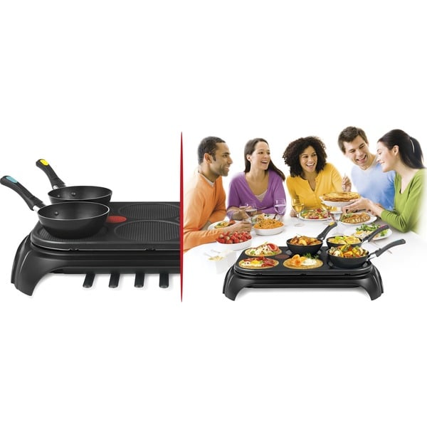 Tefal Wokparty Duo Tischgrill, Elektrogrill schwarz, 1.000 Watt