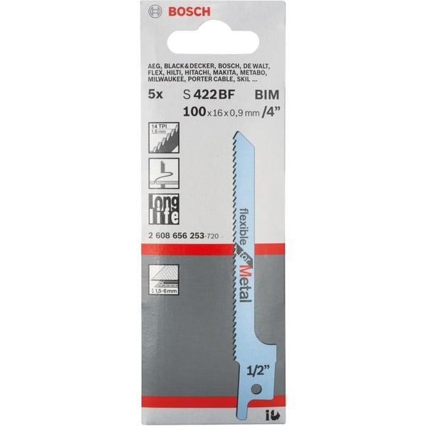 Bosch Professional Säbelsägeblatt S 422 BF Flexible for Metal, 5 