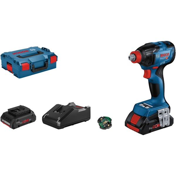 Bosch Akku-Schlagschrauber GDX 18V-210 C Professional 18Volt (blau/schwarz 2x Li-Ion Akku ProCORE18V 4 0Ah Bluetooth Modul L-BOXX)