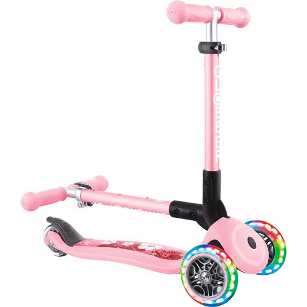 GLOBBER Junior Foldable Fantasy Lights, Scooter rosa, pastellrosaFlowers