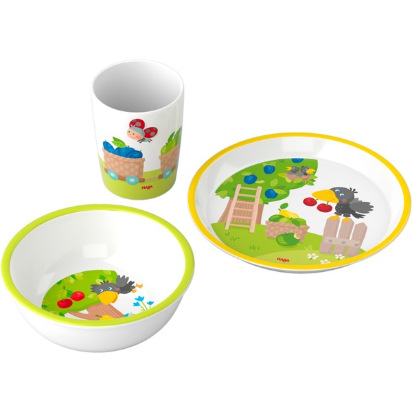 HABA Geschenk-Set Melamingeschirr Obstgarten (weiß/hellgrün 3-teilig) HABA Geschenk-Set Melamingeschirr Obstgarten (weiß/hellgrün 3-teilig)