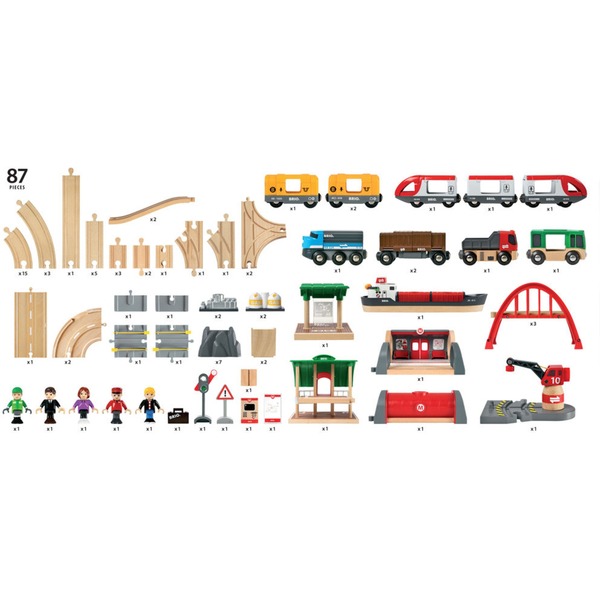 Small Foot World Straßen-Set Kurven Aus Holz | 4 Teile, Kompatibel Mit Holzeisenbahnen | 25x10,5x1 Cm | Ab 3 Jahren