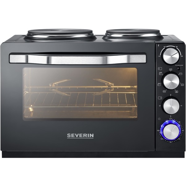 Severin Back- und Toastofen TO 2065, Mini-Backofen schwarz/edelstahl
