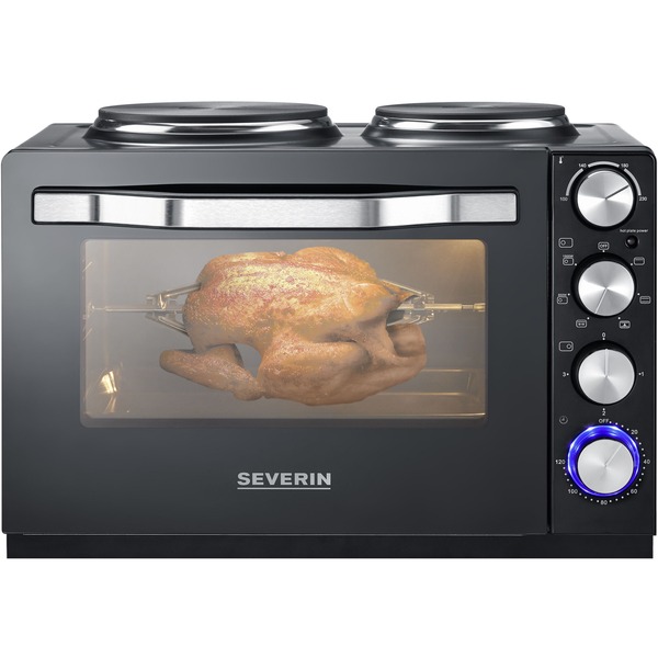 Severin Back- und Toastofen TO 2065, Mini-Backofen schwarz/edelstahl