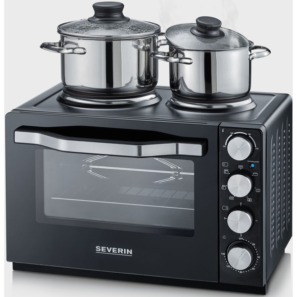 Severin Back- und Toastofen TO 2065, Mini-Backofen schwarz/edelstahl