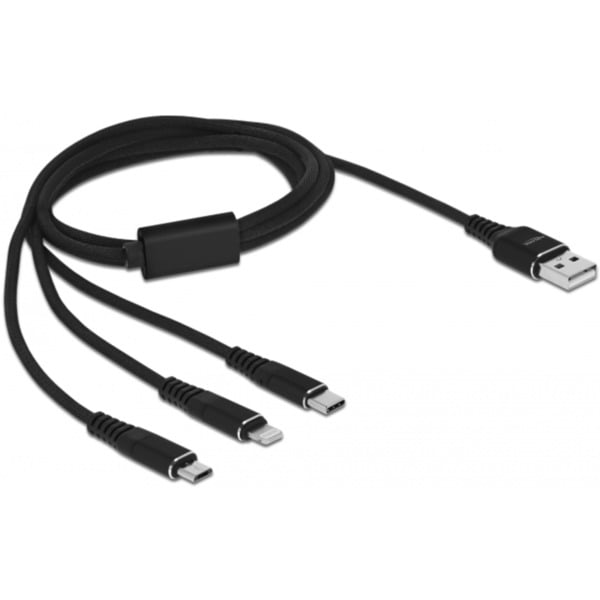DeLOCK USB Ladekabel, USBA Stecker > USBC + Micro USB + Lightning