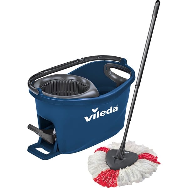 Vileda Wischmop-Set Turbo Easy Wring & Clean Box Bodenwischer (blau/schwarz inkl. Powerschleuder und Fußpedal) Vileda Wischmop-Set Turbo Easy Wring & Clean Box Bodenwischer (blau/schwarz inkl. Powerschleuder und Fußpedal)
