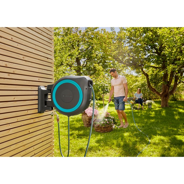 GARDENA Wand Schlauchbox RollUp XL 35 Meter Schlauchtrommel Grau 