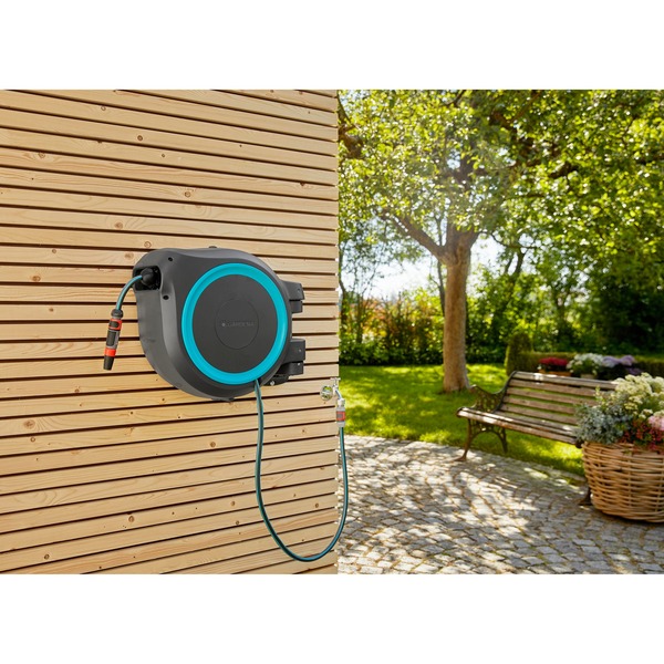 GARDENA Wand Schlauchbox RollUp XL 35 Meter Schlauchtrommel Grau 