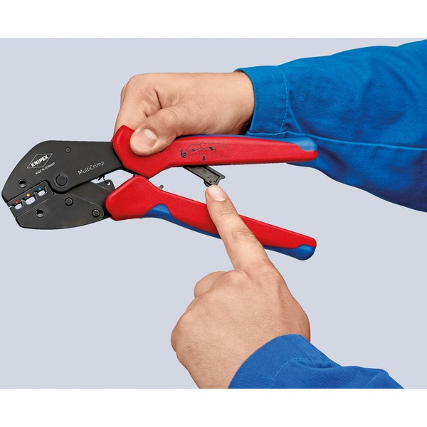 KNIPEX MultiCrimp 97 33 02, mit Wechselmagazin, Crimpzange rot/blau ...