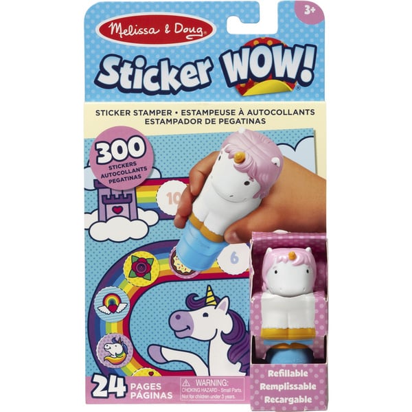 Melissa & Doug - Sticker WOW! Einhorn Aufkleberstempel & Block, Basteln