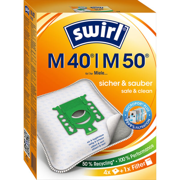 Swirl Staubsaugerbeutel M40 EcoPor 4 Beutel, 1 Abluftfilter