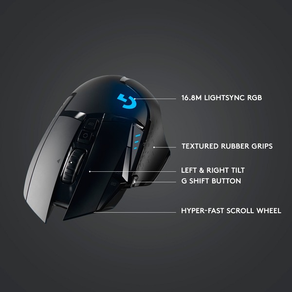 Logitech Gaming G502 LIGHTSPEED, GamingMaus schwarz, mit HERO 25KSensor