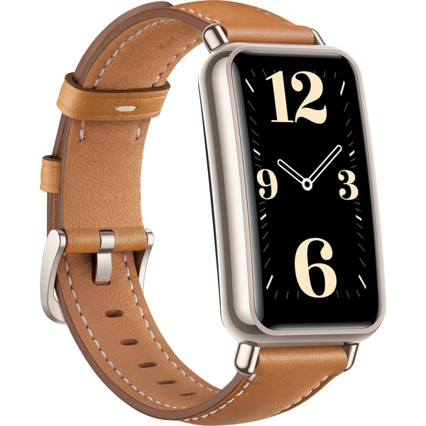 Huawei Watch FIT mini, Smartwatch gold, Lederarmband in Mocha Brown