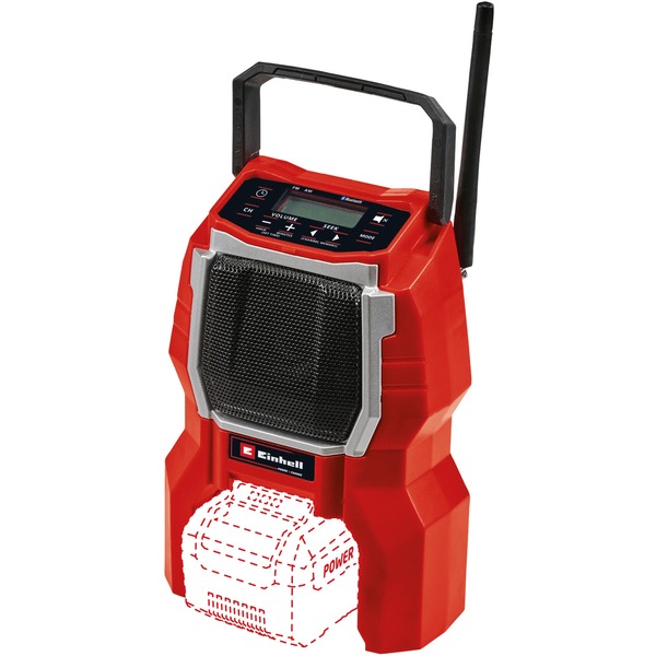 Einhell TC-RA 18 Li BT - Solo Baustellenradio (rot/schwarz Bluetooth ohne Akku und Ladegerät)