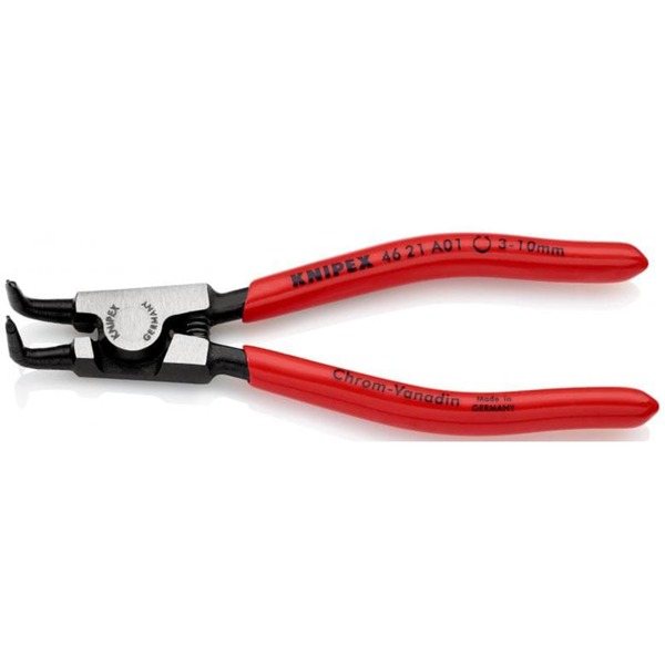 KNIPEX SicherungsringZange 46 21 A01 rot, Länge 125mm, abgewinkelt, für Außenringe auf Wellen