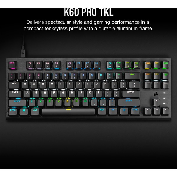 Corsair K60 PRO TKL RGB, Gaming-Tastatur schwarz, DE-Layout, Corsair