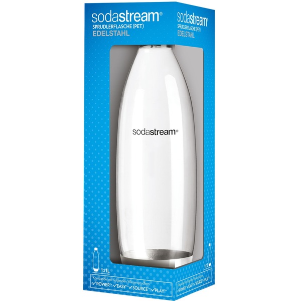 transparent Trinkflasche mit Edelstahl SodaStream PET-Flasche Fuse 1 Liter 