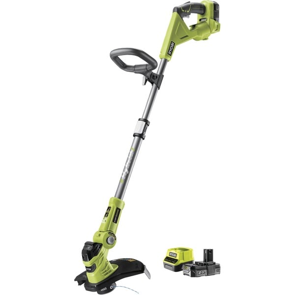 Ryobi ONE+ Hybrid-Rasentrimmer RLT1831H20F 18Volt + Kabelbetrieb (grün/schwarz Li-Ionen Akku 2 0Ah)