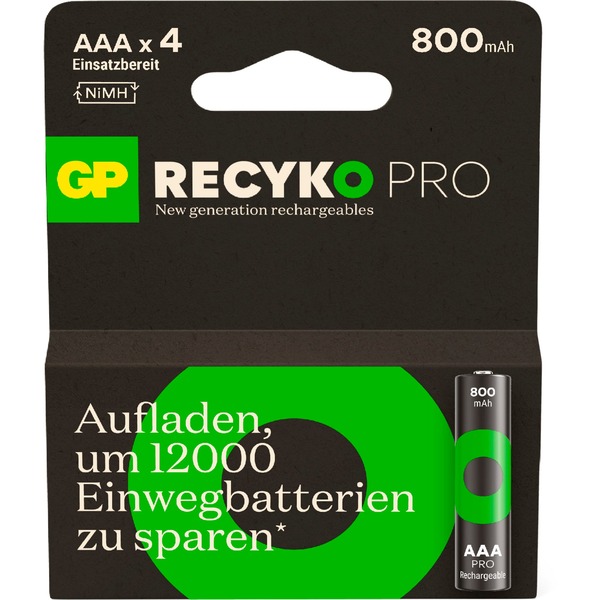 GP Batteries NiMH-Akku GP RECYKO PRO AAA (Micro), 800mAh 1,2Volt 4  
