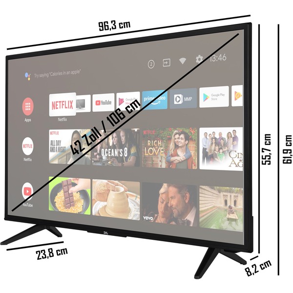 JVC LT-43VAF3055, LED-Fernseher 108 cm (43 Zoll), schwarz, FullHD ...