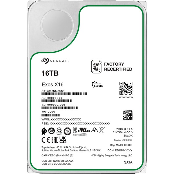 Seagate Exos X16 12 TB Generalüberholt, Festplatte SATA 6 Gb/s, 3,5