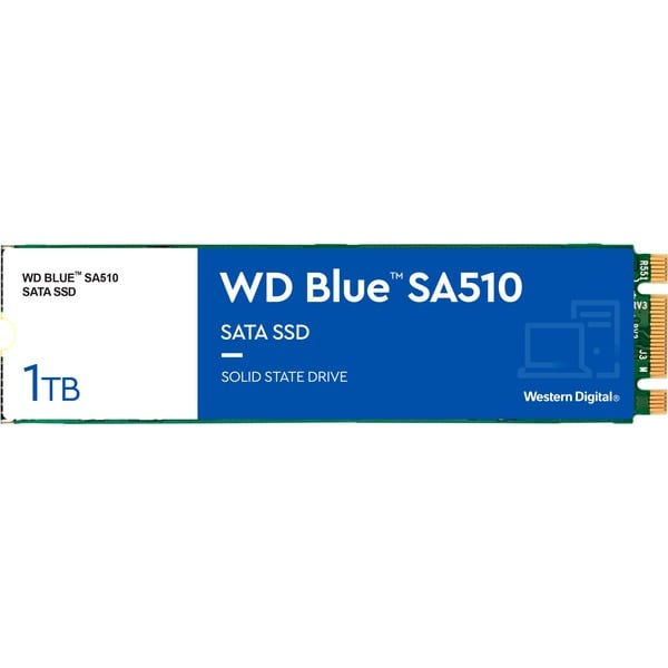 内蔵型SSD WD Blue SA510 1TB SATA SSD WD Blue SA510 1 TB, SSD blau/weiß, SATA 6 Gb/s, M.2 2280