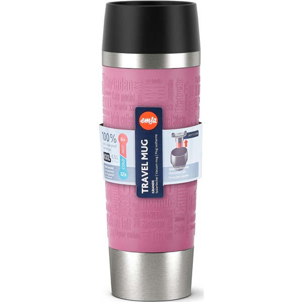 Emsa TRAVEL MUG Classic Grande Thermobecher rosa/edelstahl, 0,5 Liter