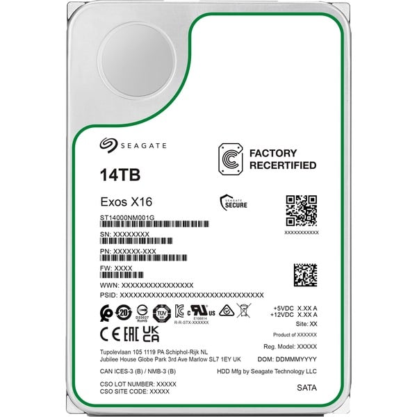 Seagate Exos X16 14 TB Generalüberholt, Festplatte SATA 6 Gb/s, 3,5