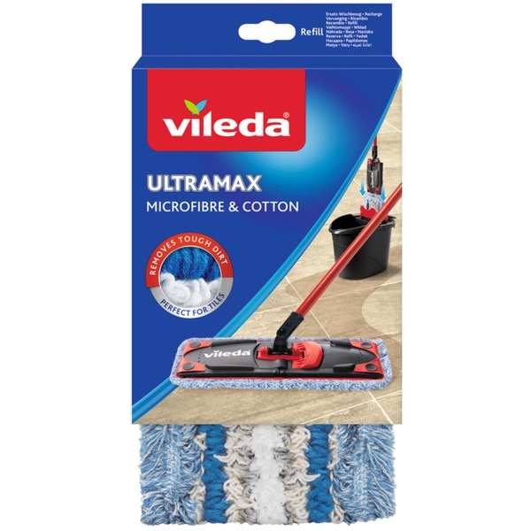Vileda UltraMax Ersatz-Wischbezug Microfibre & Cotton extra feucht (für Ultramat 2in1 Flachwischer)